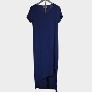 Travelers by Chicos Womens Dress Size 0 (5/4) Blue Slinky Maxi Asymmetrical